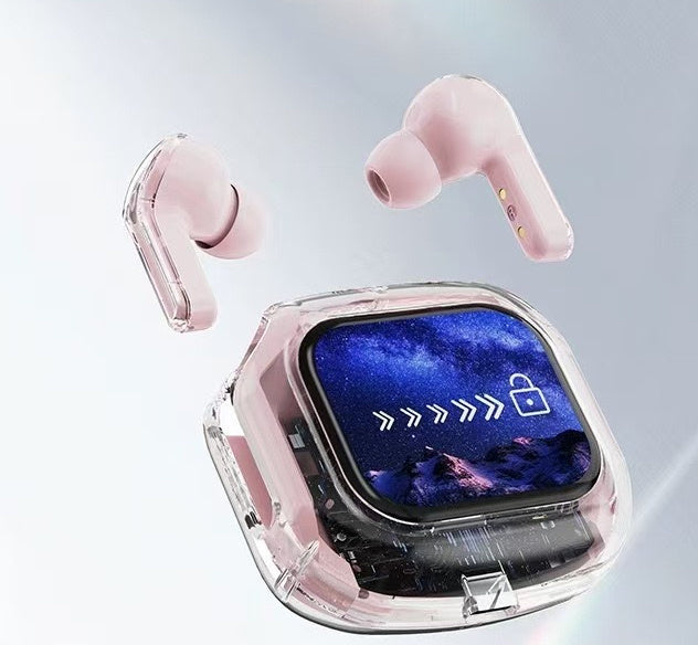 MG6 Transparent LCD Color Screen Wireless Bluetooth Headset Smart Touch Screen Transparent Exquisite Battery Compartment Long Endurance Noise Reduction