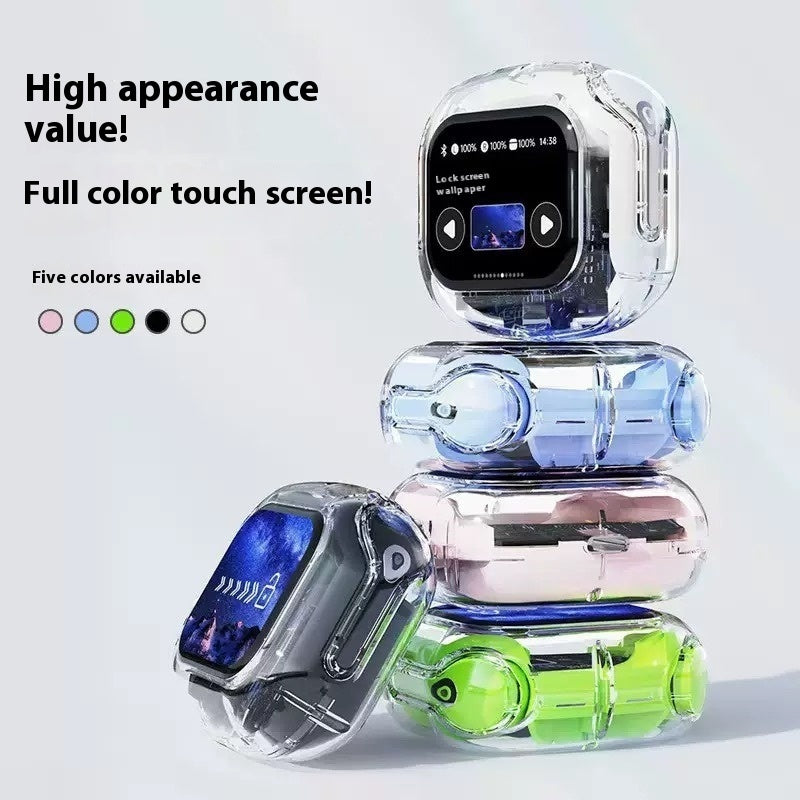 MG6 Transparent LCD Color Screen Wireless Bluetooth Headset Smart Touch Screen Transparent Exquisite Battery Compartment Long Endurance Noise Reduction